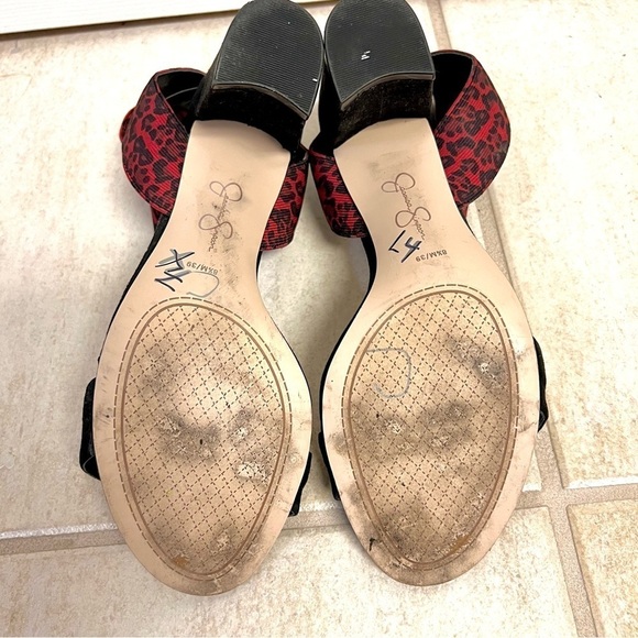 Jessica Simpson Black/Red Multi Sinista High Heel Sandal ankle straps women 8.5 - Picture 9 of 9